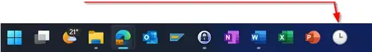 Clock icon taskbar Windows 11