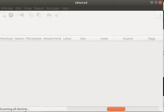 gparted on connecting the external hdd