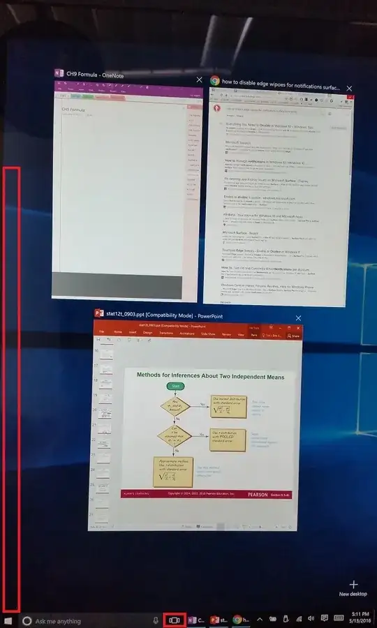 Left Edge Swiping Gesture
