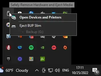 Ejecting drive via Windows UI