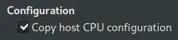 virt-manager CPU setting Copy host CPU configuration