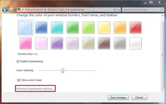 Window Glass Colors -> Advanced Appearance Settings