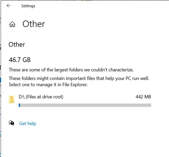What Windows says is taking the space