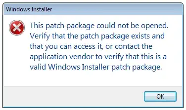 This patch package could not be opened. Verify that the patch package exists and that you can access it, or contact the application vendor to verify that this is a valid Windows Installer patch package