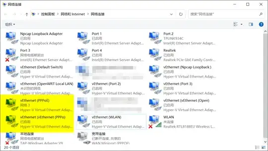 vEthernet adapter from PPPoE is duplicated twice