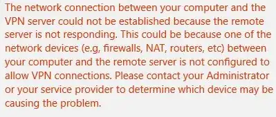Error Windows L2TP VPN
