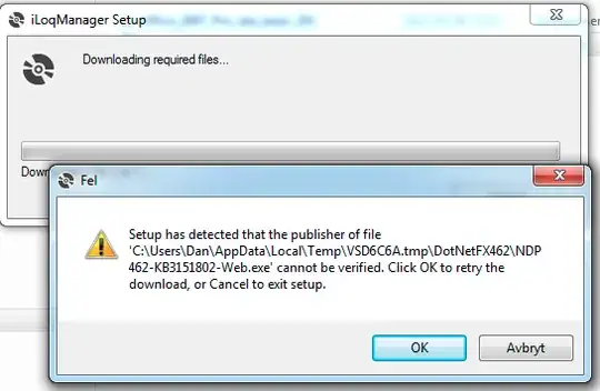screenshot of error message