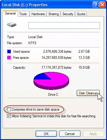 Starting Disk Cleanup from a drive's context menu/Properties