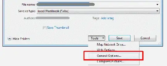 Tools menu in the save dialog