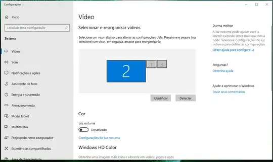 One monitor on with 4K resolution, two monitors disabled