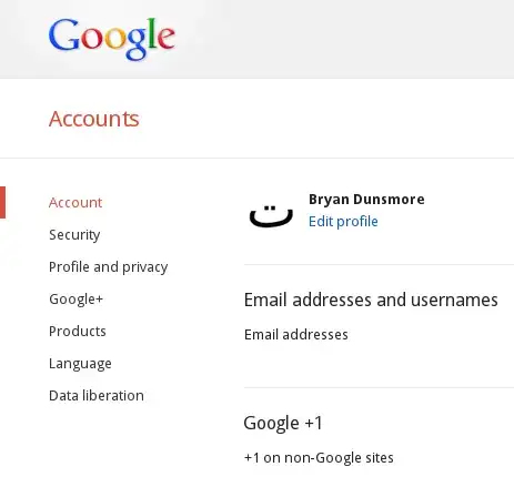 Google Account Page