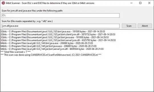 Output example of ScanFor64bit: