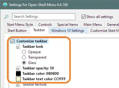 Open-Shell Menu taskbar settings