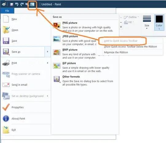Quick access toolbar in Paint
