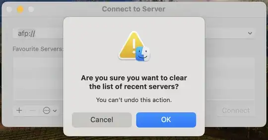 The popup box confirming the clearing of recent servers