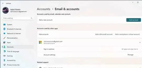 Email & accounts view