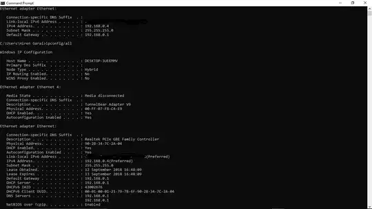 My ip configuration is as shown in the picture.