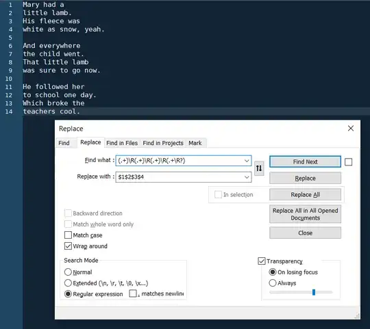 Input before clicking Replace All