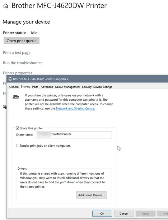 Screenshot of hosting computer on Win 10