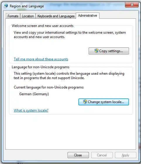 screenshot - language for non-Unicode programs