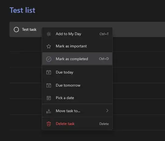 Task options in the Windows App