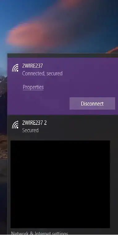 photo of wifi selection in windows - 2WIRE237 and 2WIRE237 2
