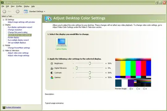 NVIDIA Control Panel with Standard options