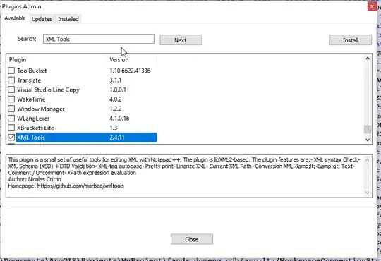 Plugins Admin window with XML Tools