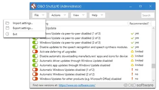 ShutUp10 controlling Windows Update