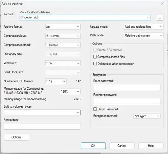 7zip Archive parameters