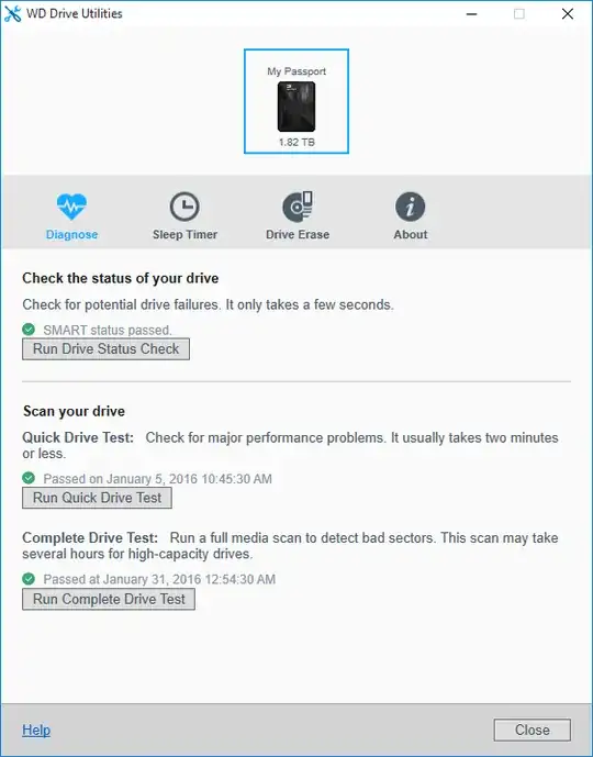 screen shot of WD Drive Utilities