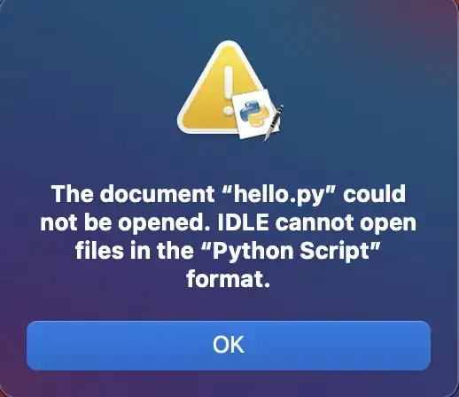 Error message when double-clicking a .py file with IDLE set as the default application