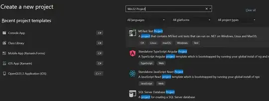 Create a new project menu in Visual Studio