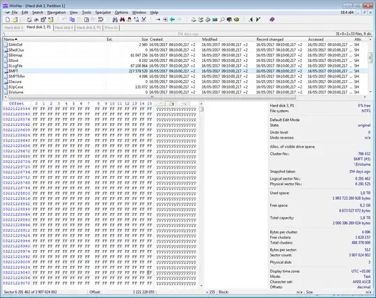 WinHex showing what should be the MFT record of $Volume