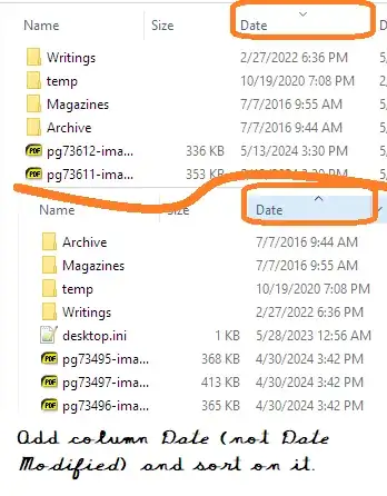 Sort on Date to keep folders at top