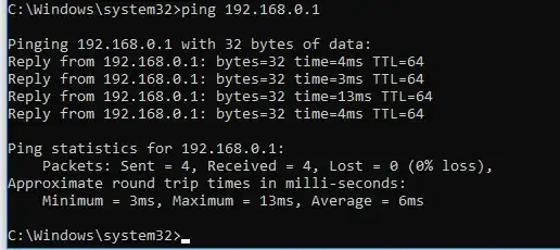 ping to Default Gateway