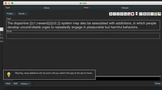 But the note type is Cloze