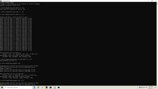 the images show ping tests