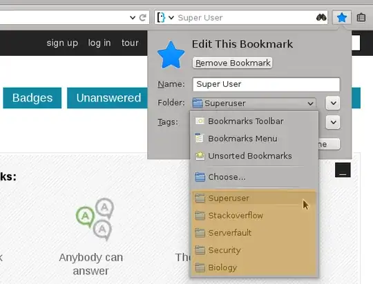 Firefox: Bookmarks popup with folder dropdown
