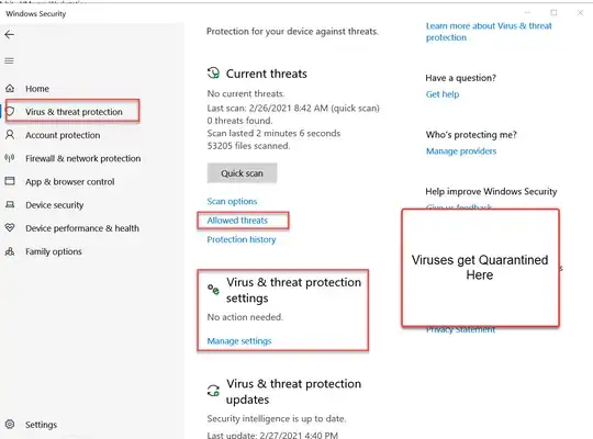 Win Defender main screen