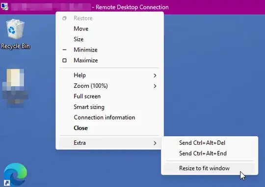 Right click options on remote desktop connection