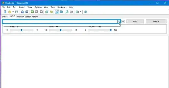 Screenshot of empty voices list shown by Balabolka Software