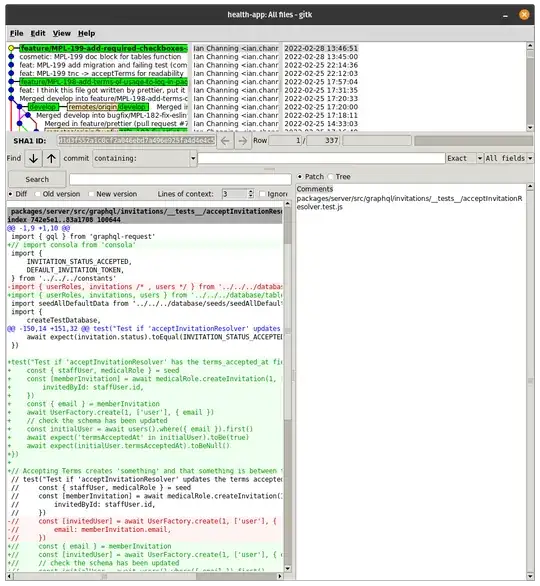 gitk clam screenshot