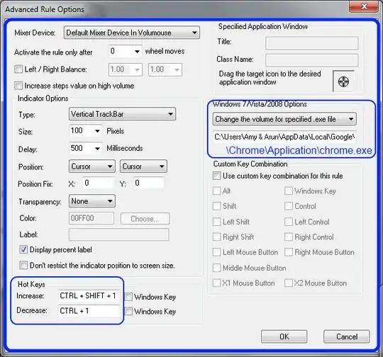 More options window for second slot