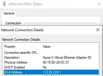 WSL network connection details