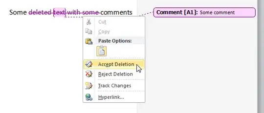 screenshot showing deletion with comment