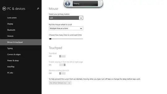 Screenshot of touchpad delay setting