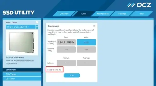 OCZ Benchmark write failure