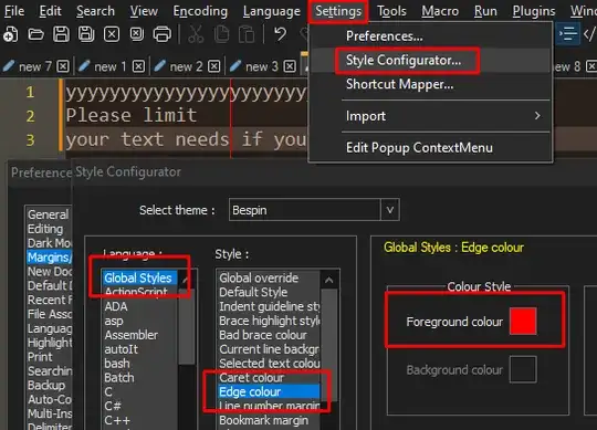 style configuration screenshot