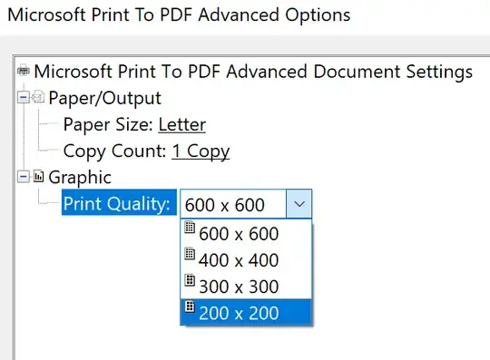 Print to pdf Resolution options